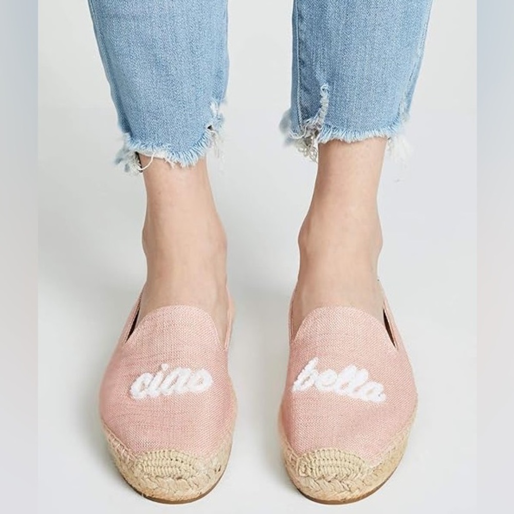 Soludos Ciao Bella Dusty Pink & Woven Smoking Slippers Espadrilles | Size 6